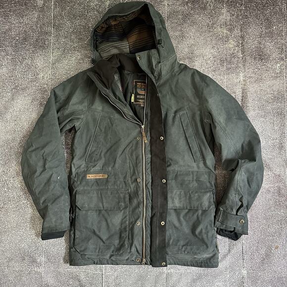 Men's Burton Hellbrook 2L Black Gray Zip Up Hooded Winter Snow Ski Jacket Sz M